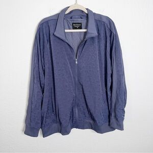 Athleta Brooklyn Bomber Jacket Women’s 2X Animal Print Leopard Blue Zip Up I